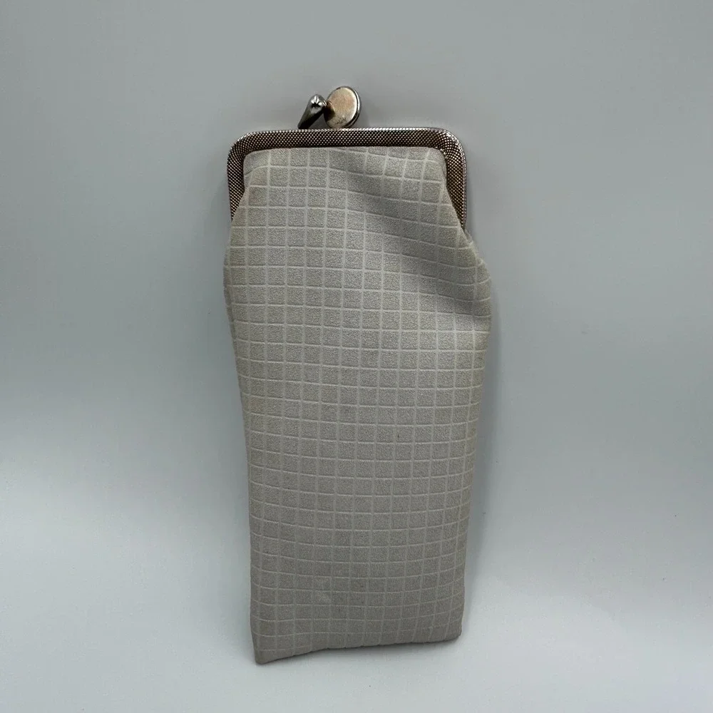 Vintage Long Gray Grid Pattern‎ Cigarette Pack Holder with Snap Closure